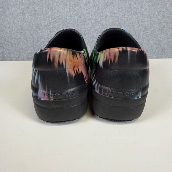 Crocs Women's Size 8 Black Tie Dye Dual Comfort Slip on Sandals Comfort - Picture 5 of 9